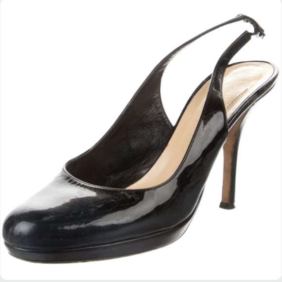 Kate Spade Black Patent Leather Slingback Platform Pumps Size 7 - Picture 1 of 11